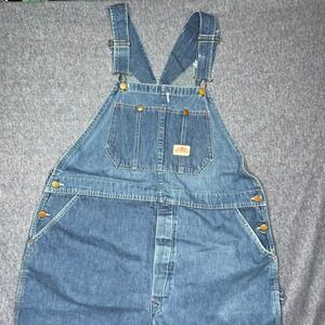 Vintage‎ Round House Denim Bib Overalls Mens Blue Carpenter Workwear Size 42